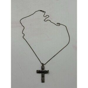 Handmade Artisan Cross Pendant Necklace on Signed Napier Chain Rustic OOAK